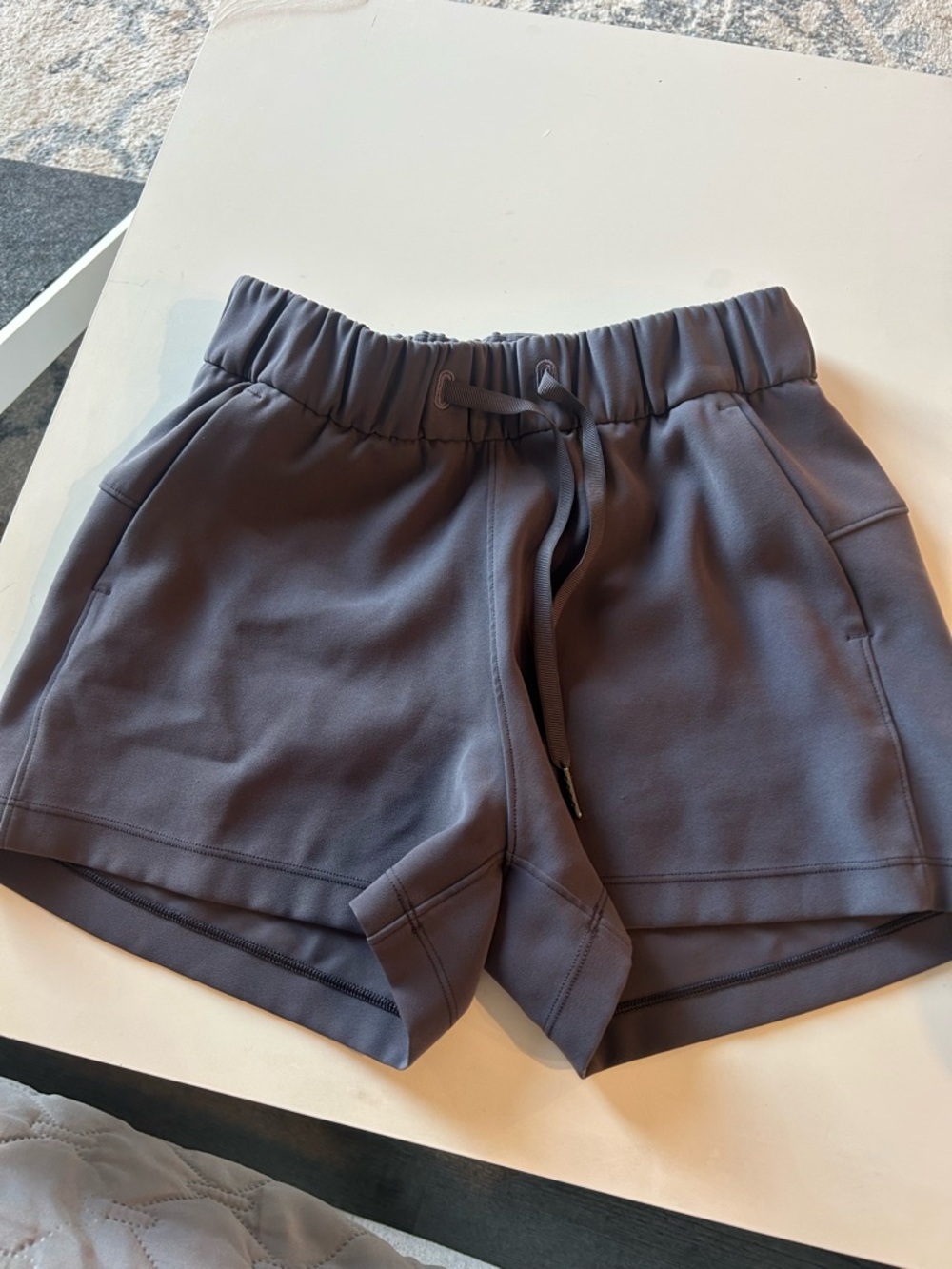 Lululemon Casual Drawstring Athletic Shorts in Slate Gray/Purple